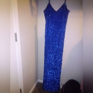 A blue formal dress